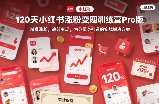 120天小红书涨粉变现训练营Pro版，​精准涨粉，高效变现​，为你量身打造的实战解决方案-学长网络