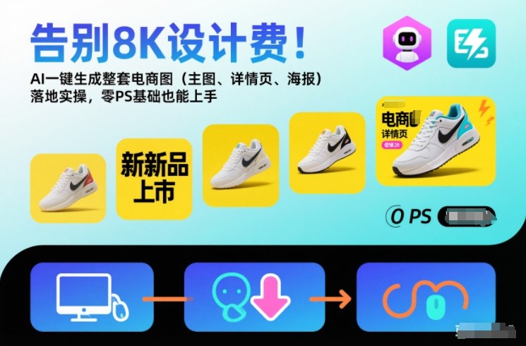告别8K设计费！AI一键生成整套电商图(主图、详情页、海报)落地实操，零PS基础也能上手-学长网络