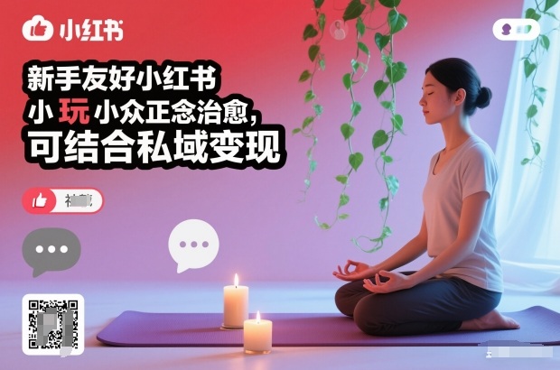 新手友好小红书小众正念治愈，玩法简单，可结合私域变现-学长网络