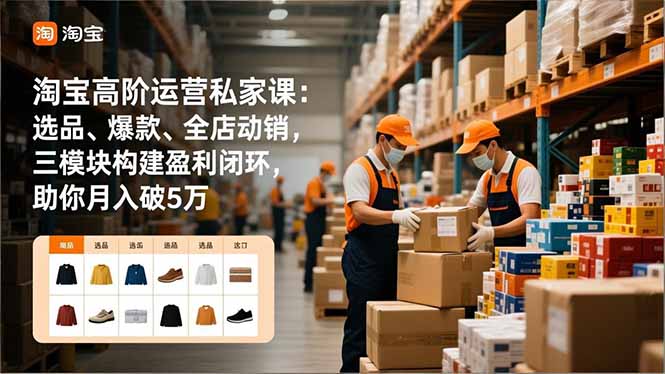 淘宝高阶运营私家课：选品、爆款、全店动销，三模块构建盈利闭环，助你月入破5万-学长网络