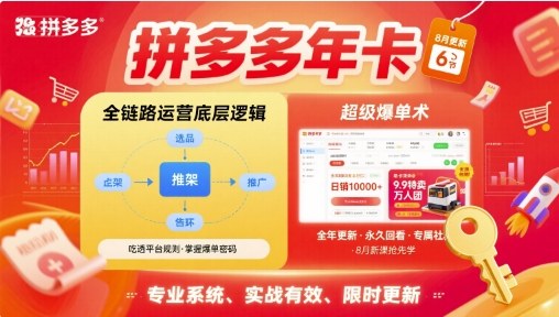 拼多多年卡，拼多多全链路运营底层逻辑，超级爆单术【更新12月】-学长网络