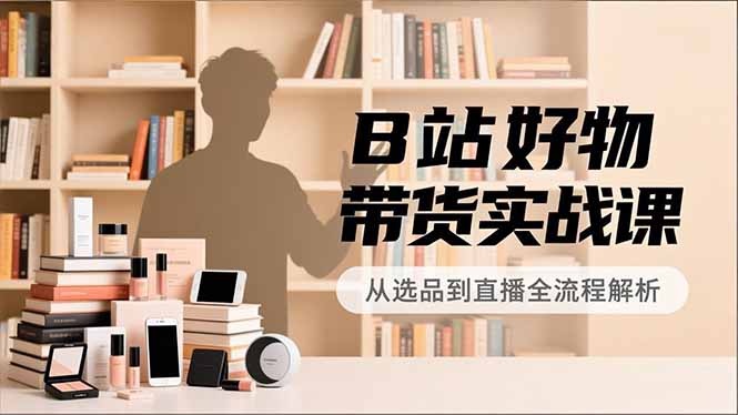 B站好物带货实战课，账号定位、选品拍摄、运营变现，全流程教学，实现UP主月入过万-学长网络