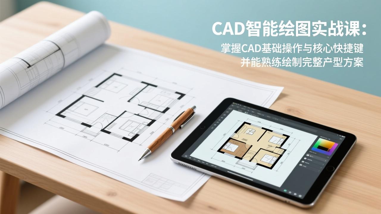 CAD智能绘图实战课：掌握CAD基础操作与核心快捷键，并能熟练绘制完整户型方案-学长网络