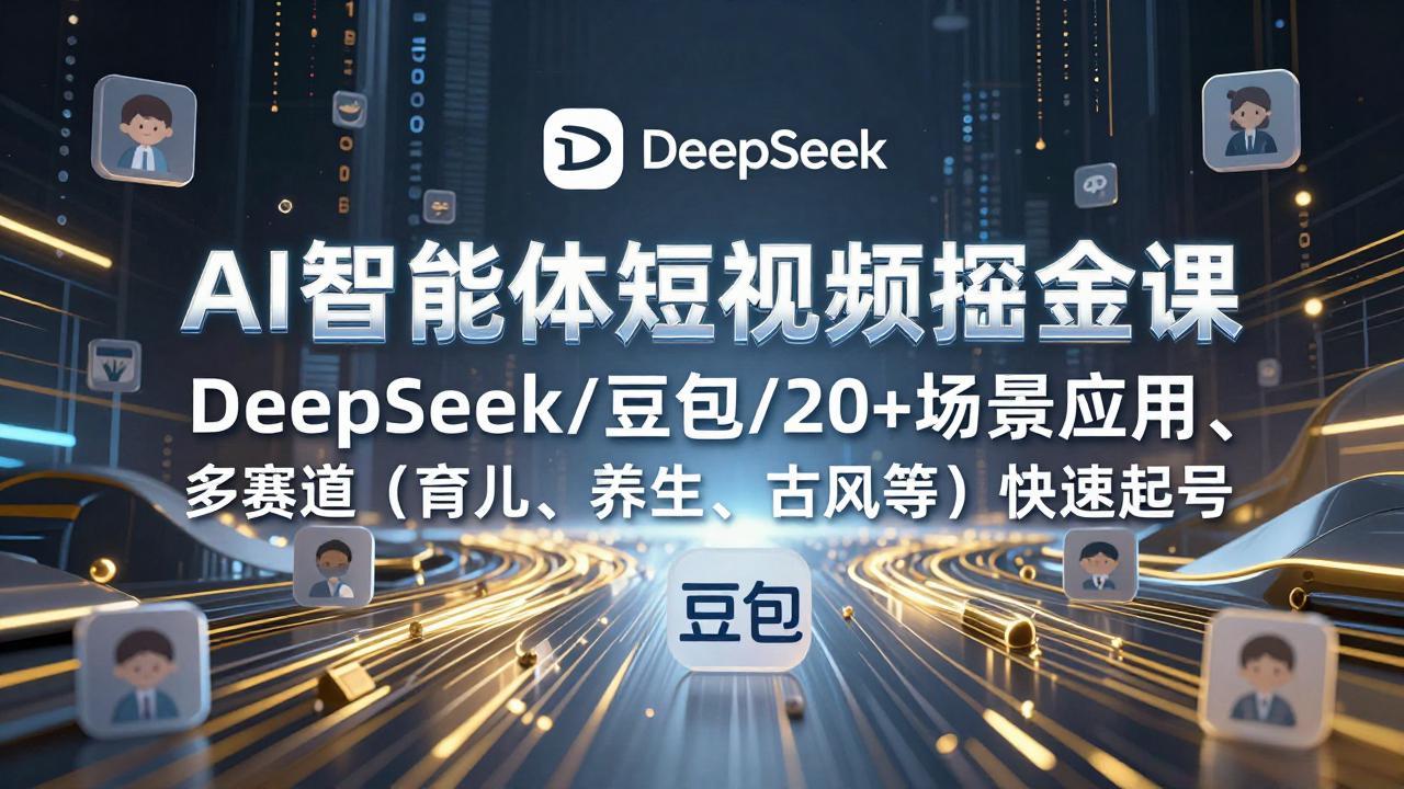 AI智能体短视频掘金课，DeepSeek/豆包/20+场景应用、多赛道(育儿、养生、古风等-学长网络