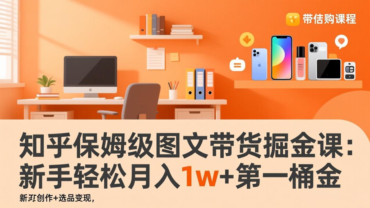 知乎保姆级图文带货掘金课：账号打造+爆文创作+选品变现，新手轻松月入1w+第一桶金-学长网络