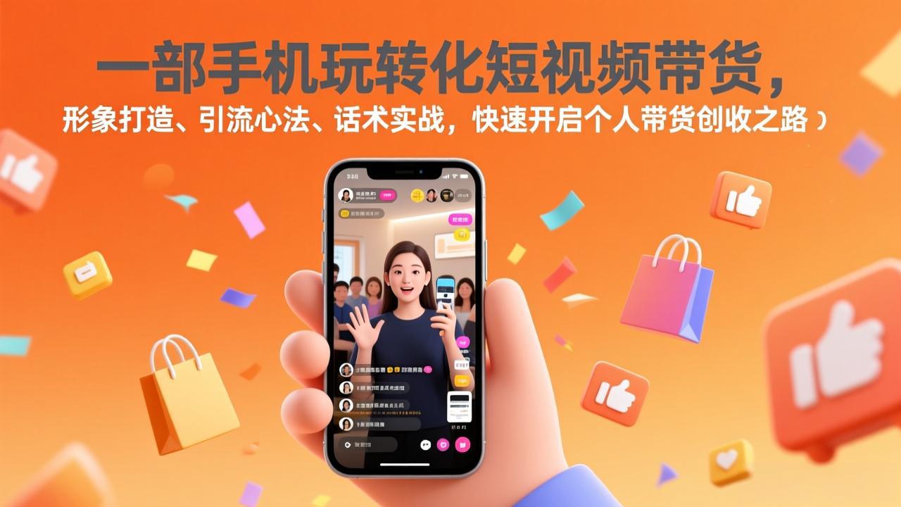 一部手机玩转化短视频带货，形象打造、引流心法、话术实战，快速开启个人带货创收之路-学长网络